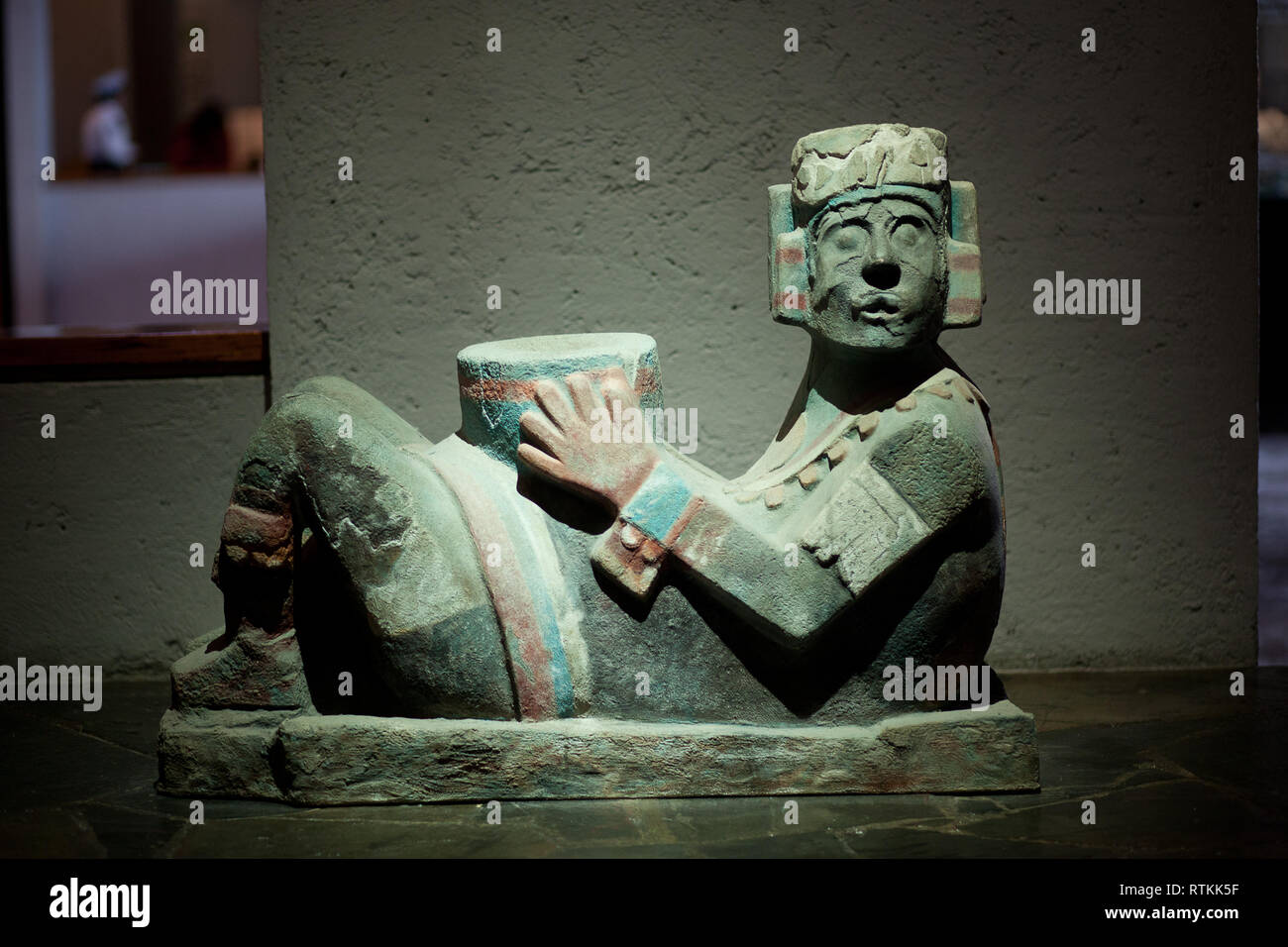 Stone sculpture of Aztec God Chac Mool from the city of Tenochtitlan. Mexico city, mexico Stock Photo