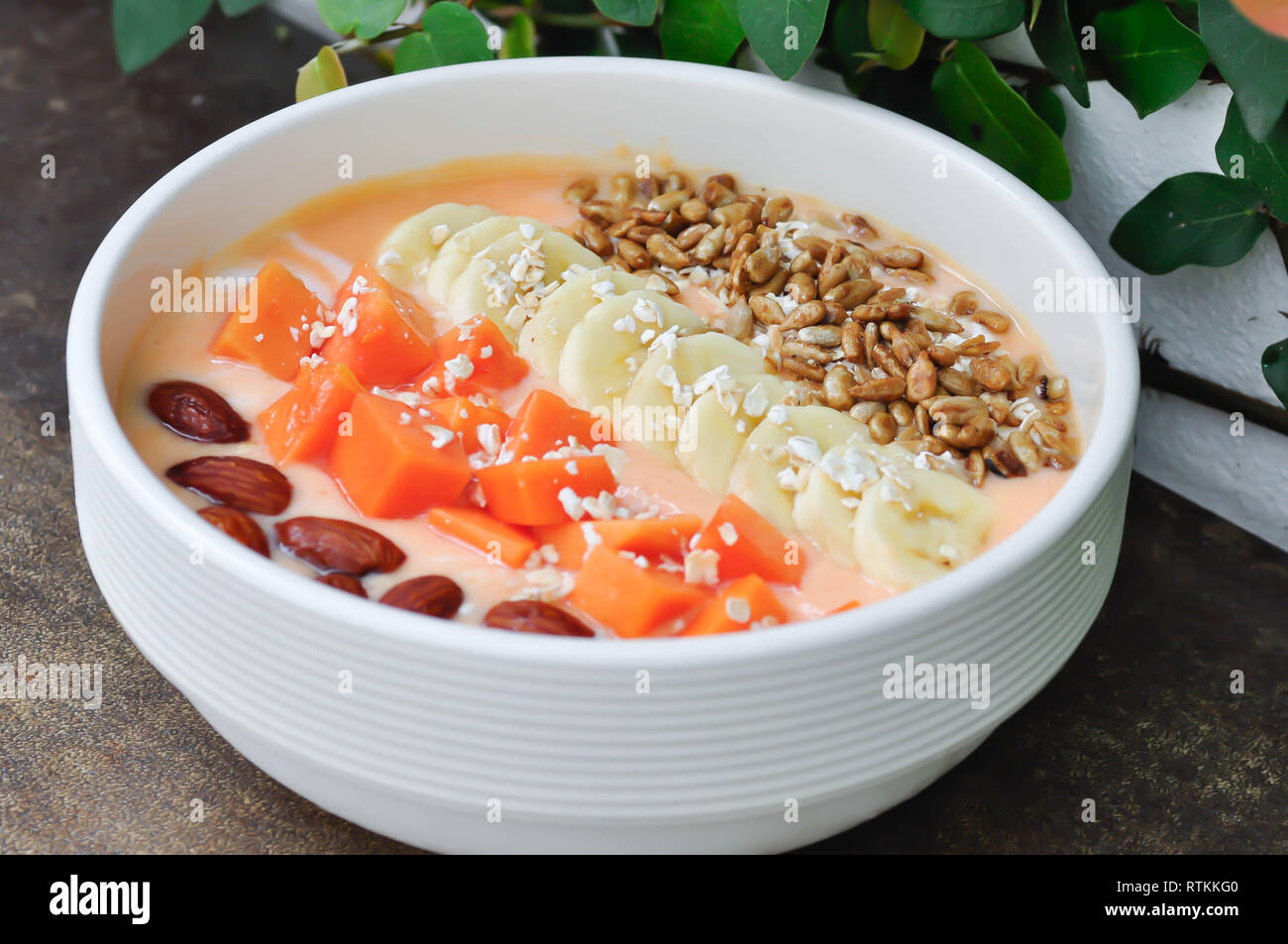 yogurt ,papaya yogurt with fruit topping Stock Photo Alamy
