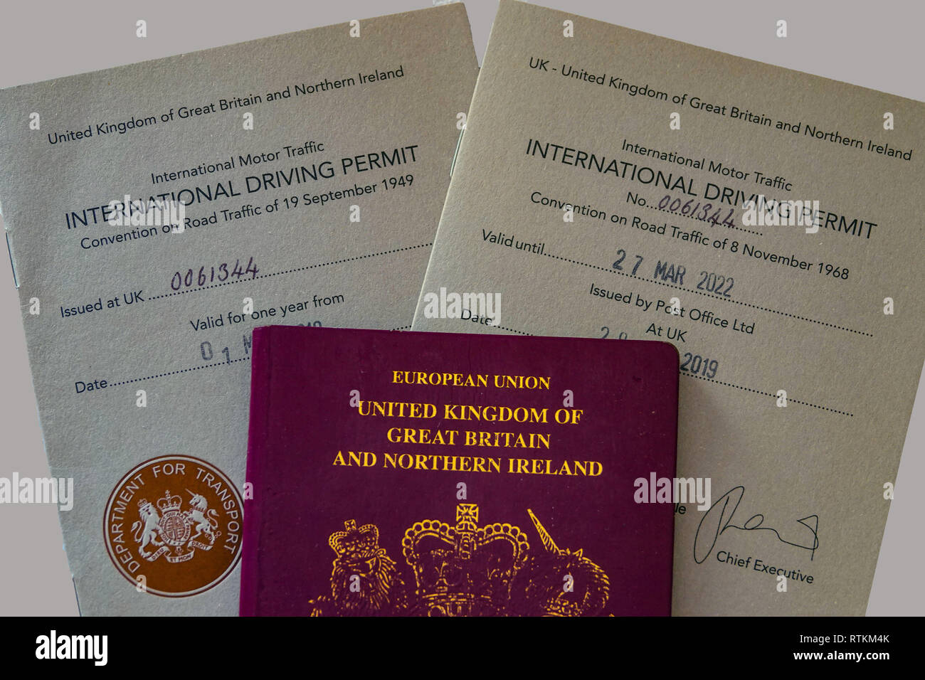 International Driving Permit and passport Showing the 1968 and 1949