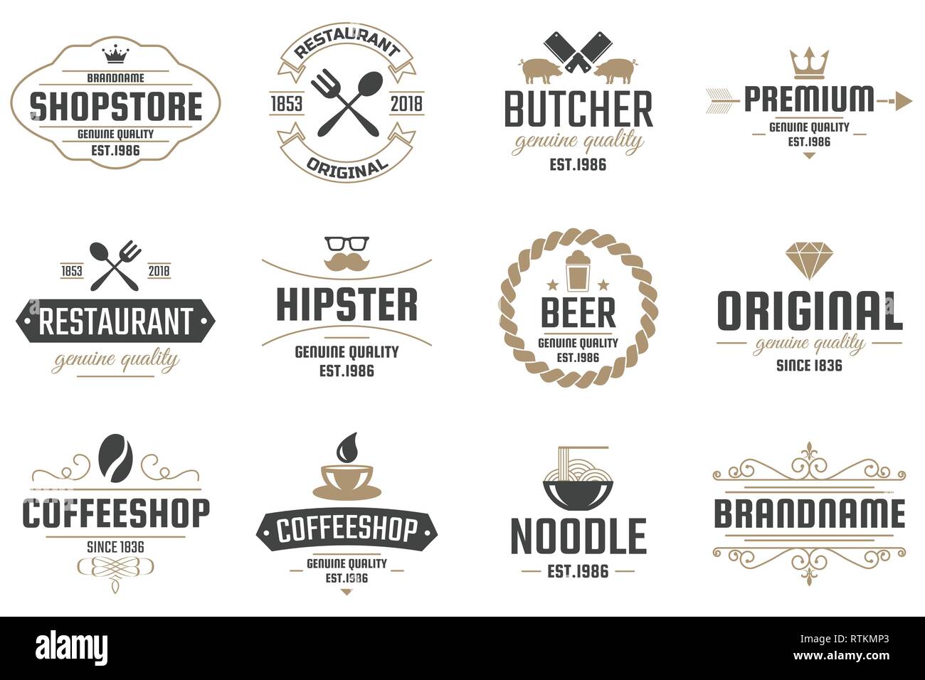 Restaurant Retro Vector Logo for banner, poster, flyer Stock Vector ...