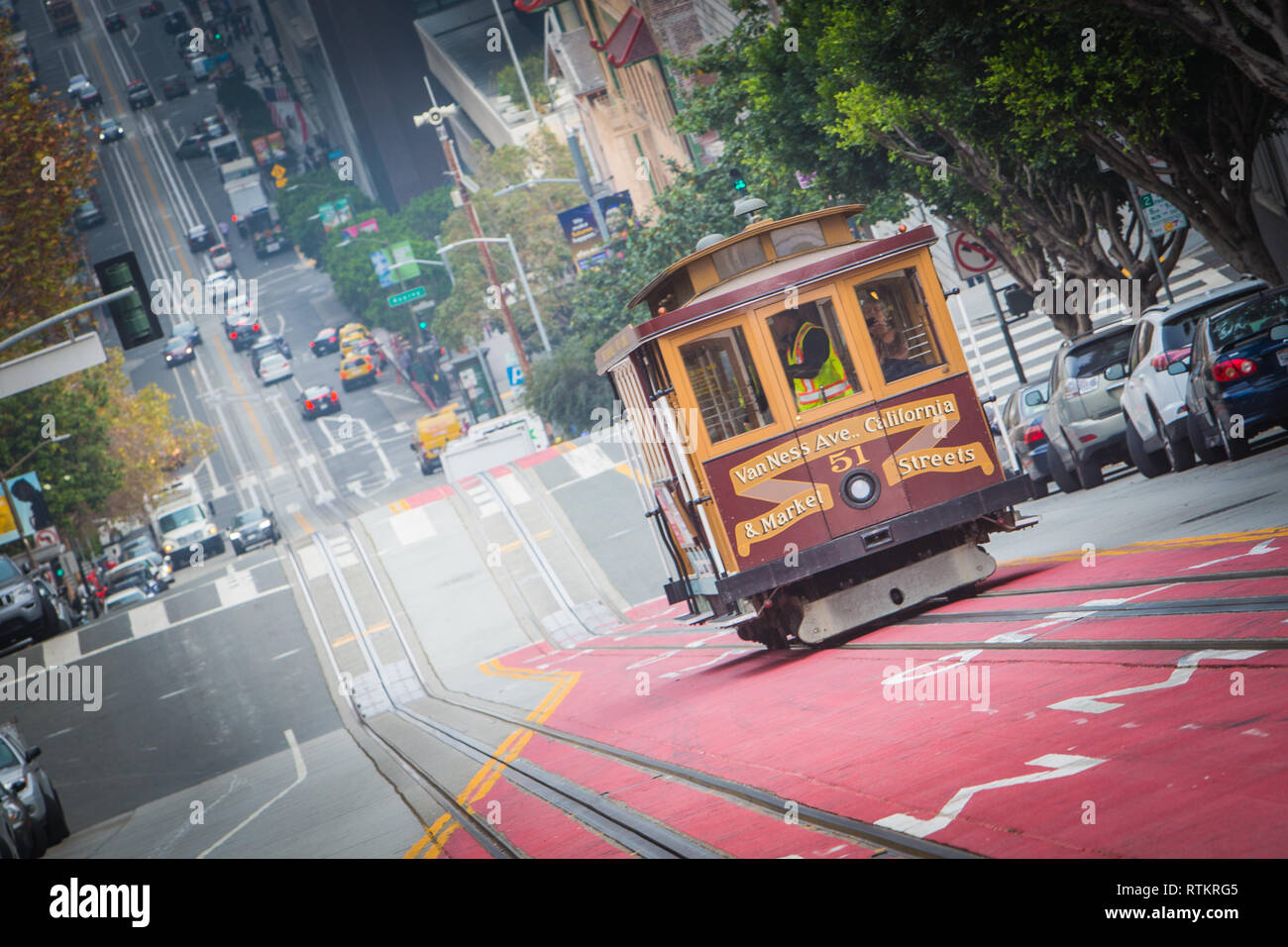 San Francisco Wooden Street Cars Stock Photo
