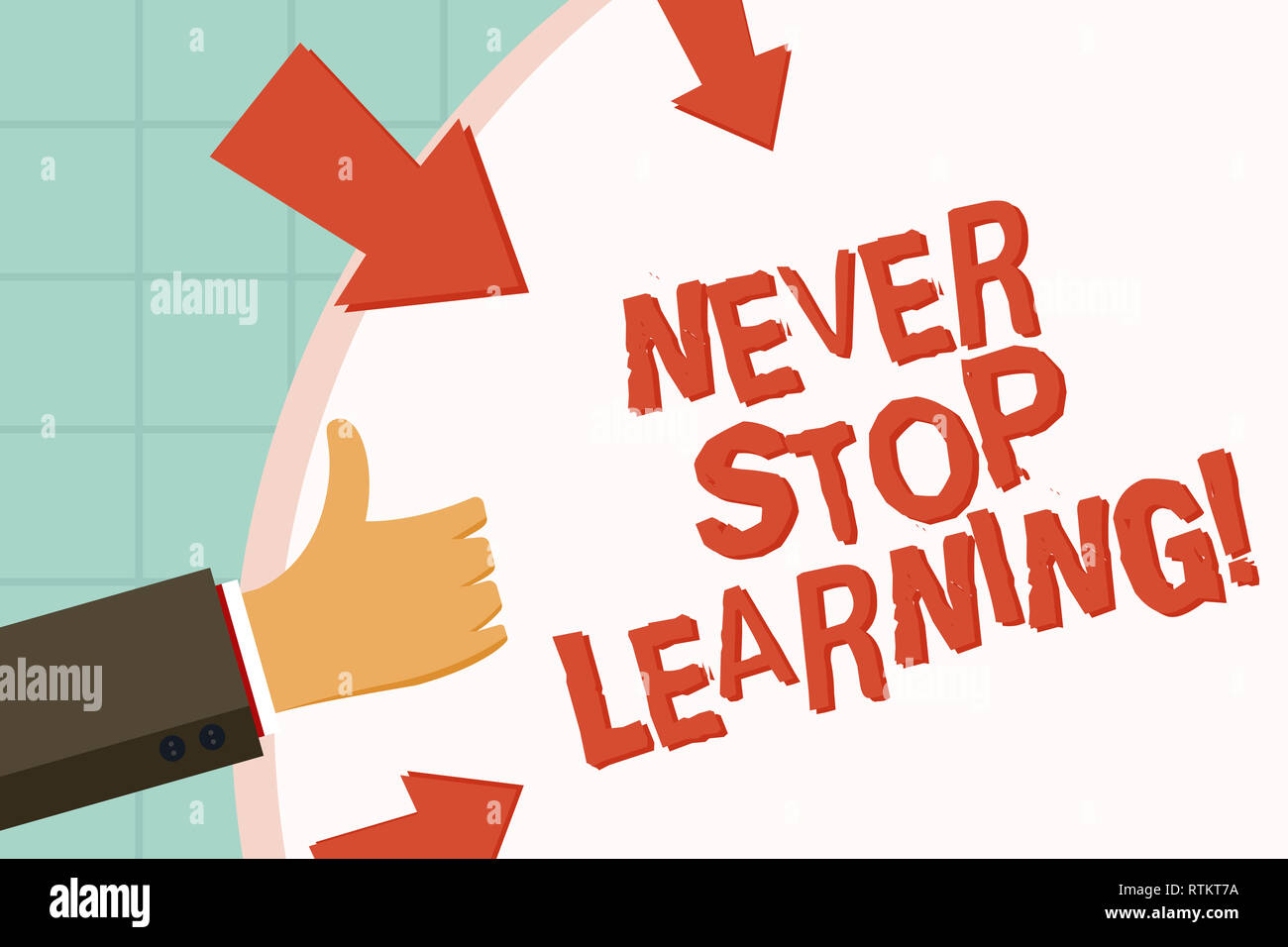 Text sign showing Never Stop Learning. Conceptual photo Keep educating ...