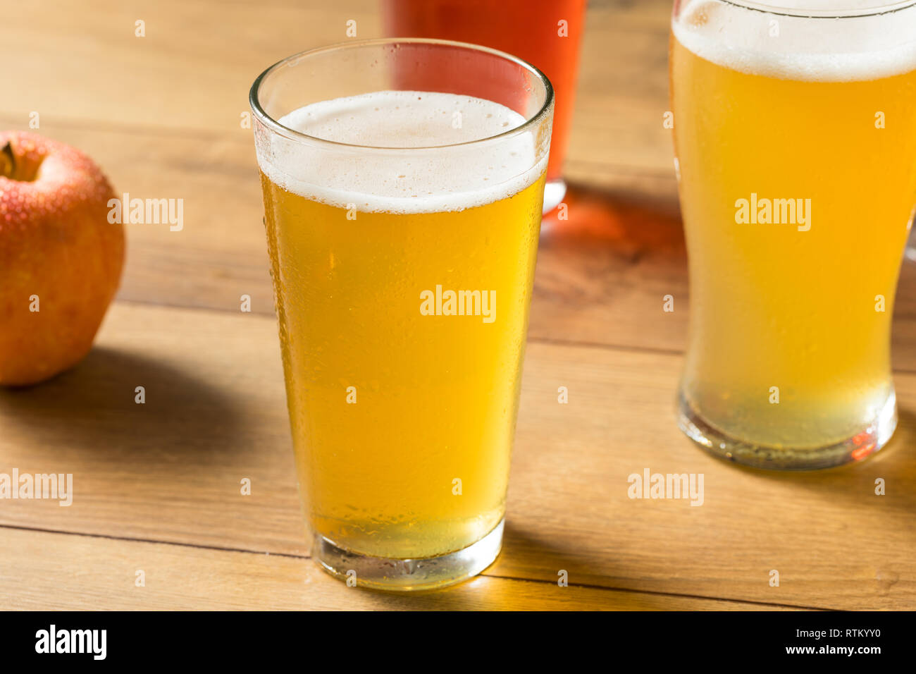 Assorted Alcoholic Hard Cider Flight in Pint Glasses Stock Photo Alamy