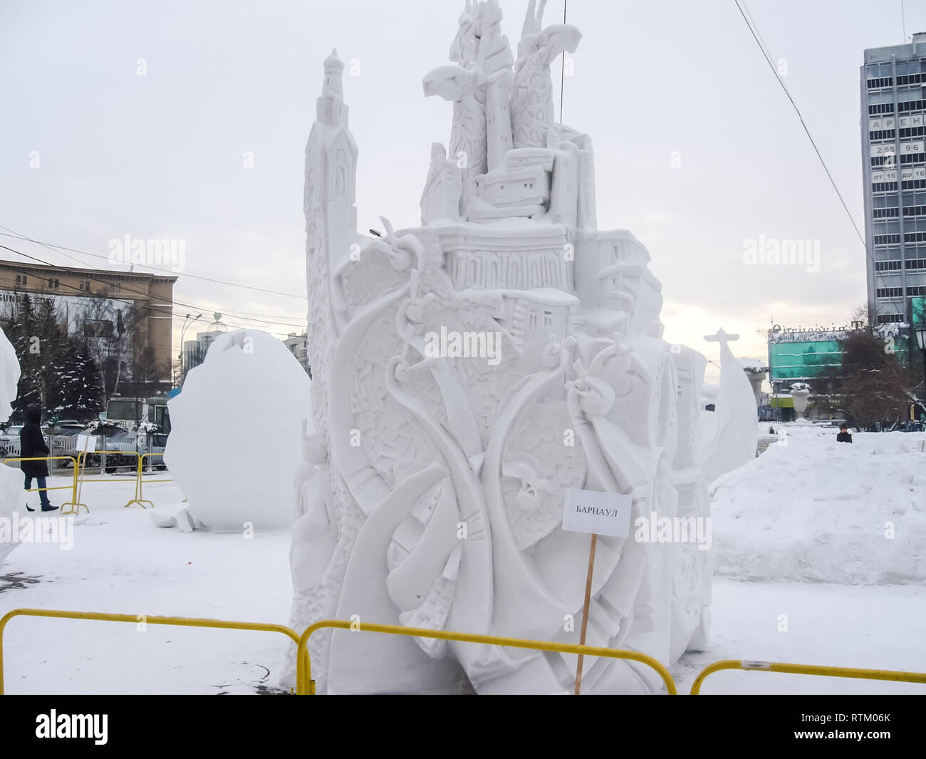 Moscow, Russia - January 20, 2016: Snow sculptures in Gorky Park in ...