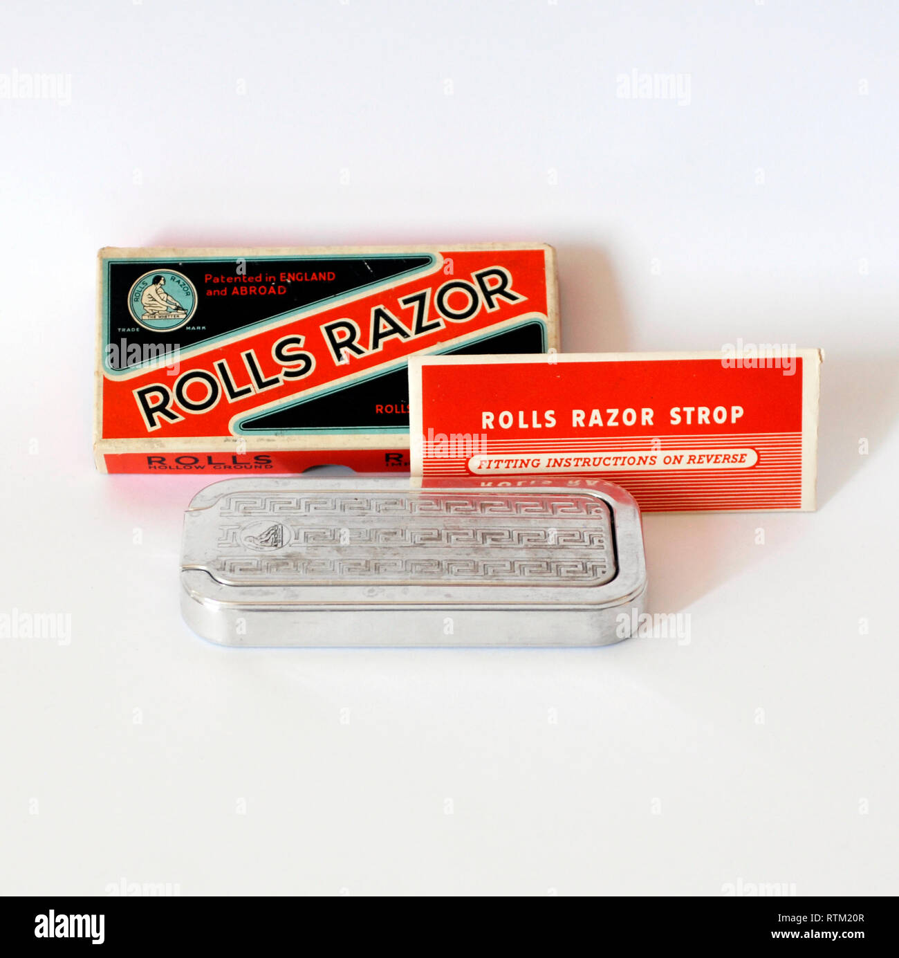 Vintage english razor with sharpener Stock Photo