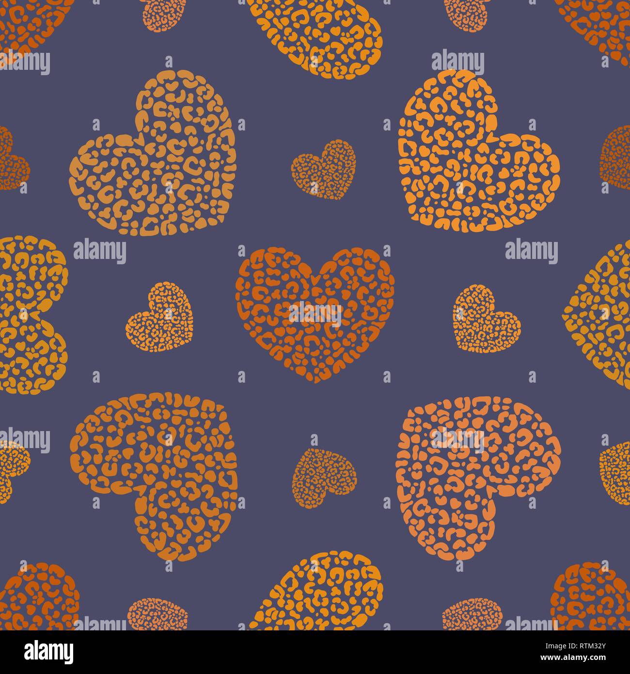 Hand Drawn Heart With Leopard Pattern Stock Illustration