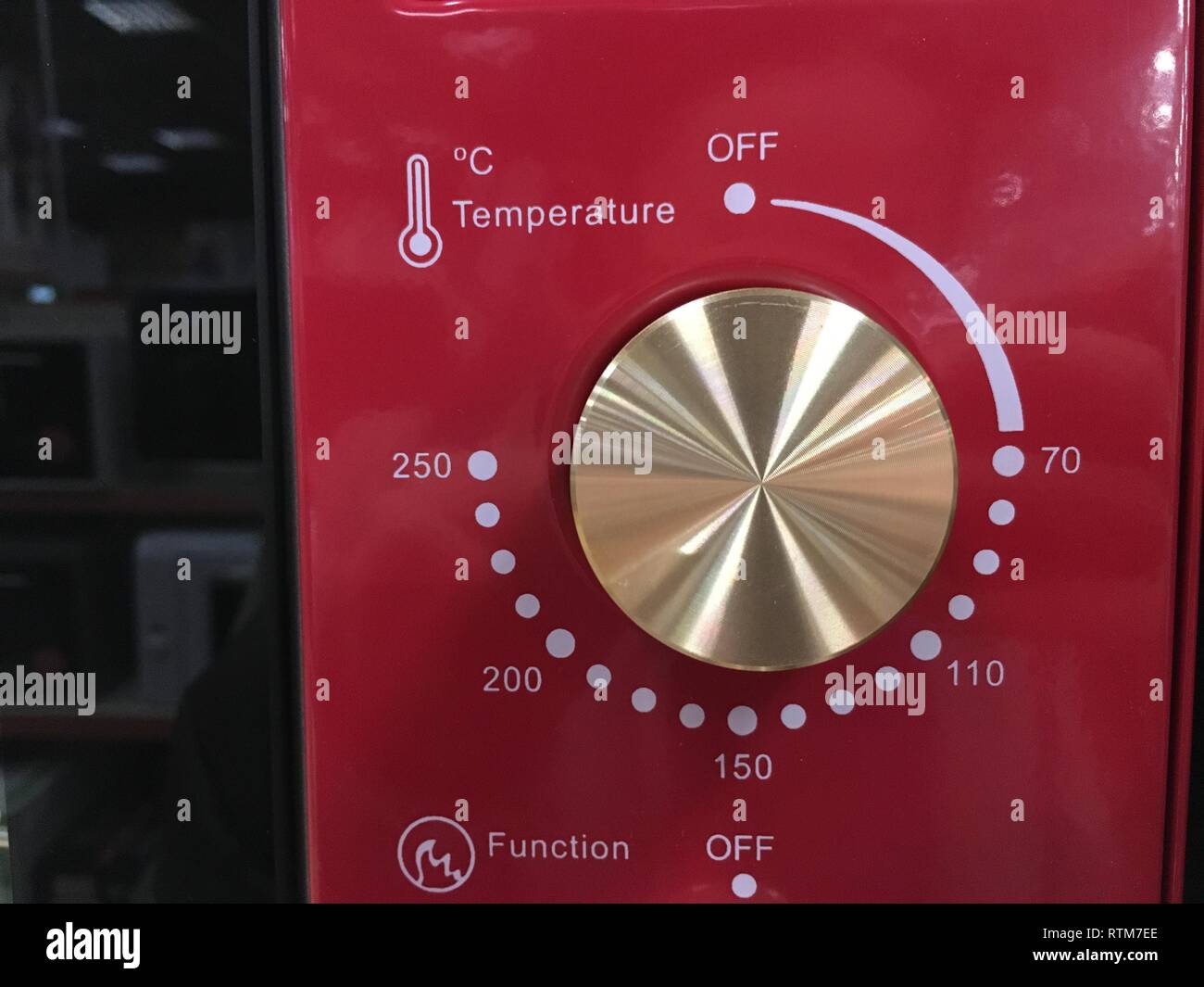 Close up of modern microwave control panel, knob and modes Stock Photo