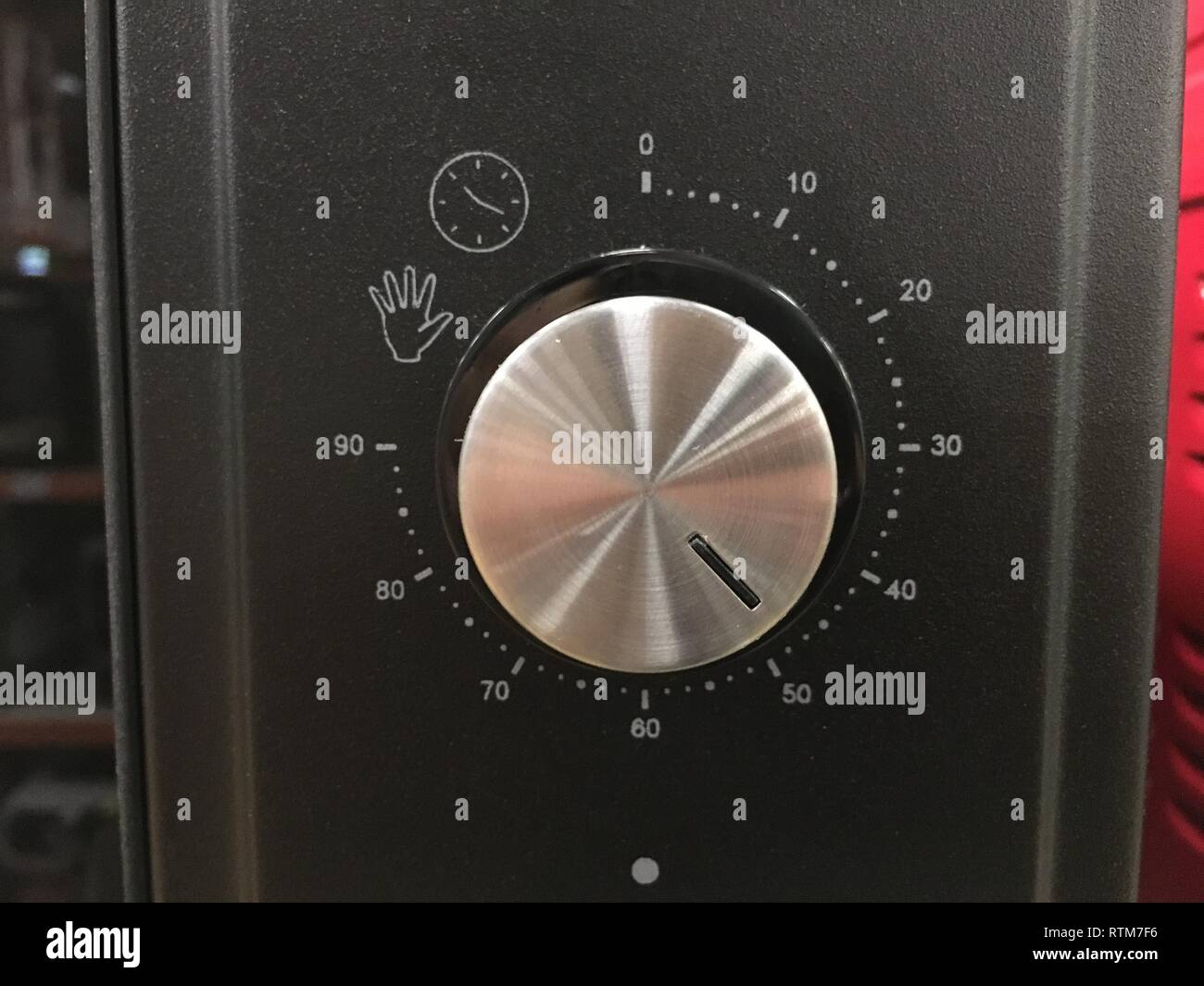 Close up of modern microwave control panel, knob and modes Stock Photo