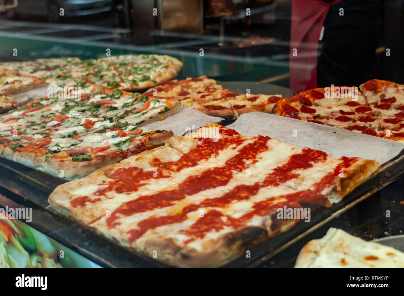 Pizza Pies In A Slice Joint Pizzeria In New York On Sunday February 24 18 A C Richard B Levine Stock Photo Alamy