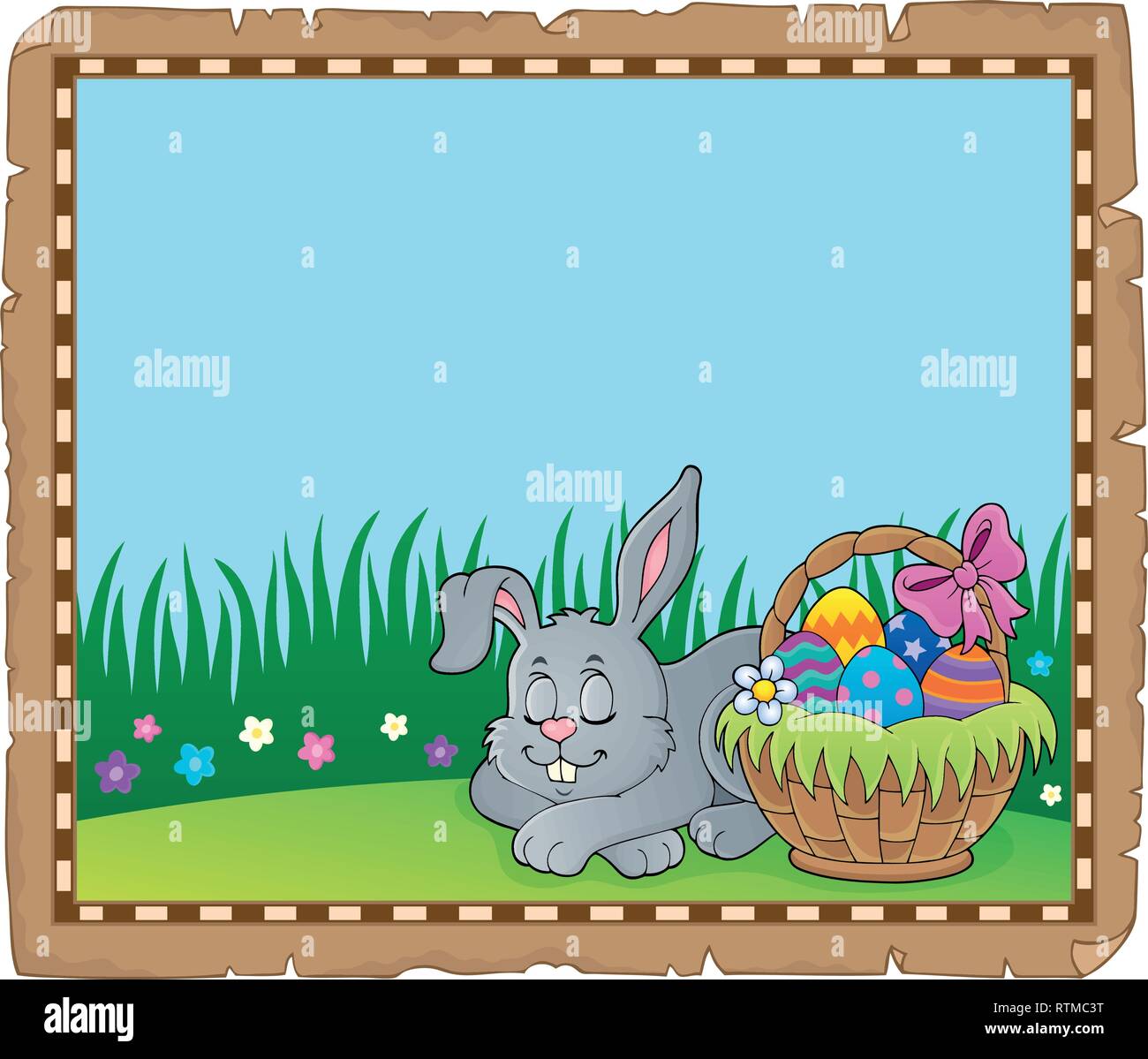 Easter rabbit theme parchment 4 - eps10 vector illustration Stock ...