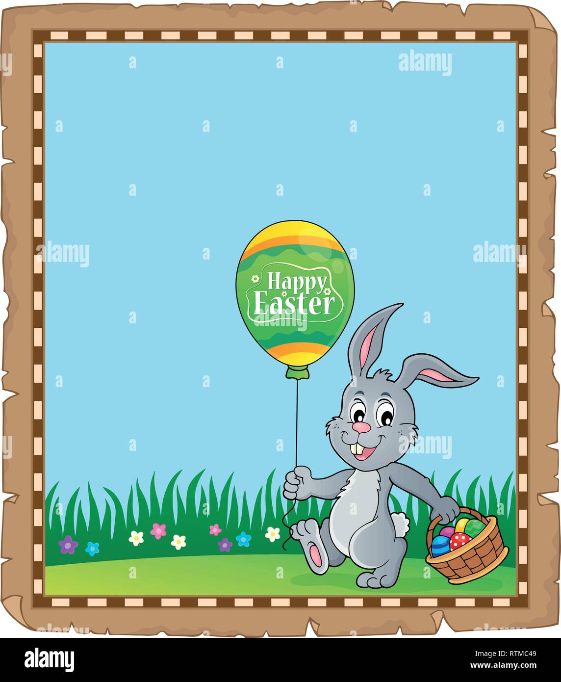 Easter rabbit theme parchment 5 - eps10 vector illustration Stock ...