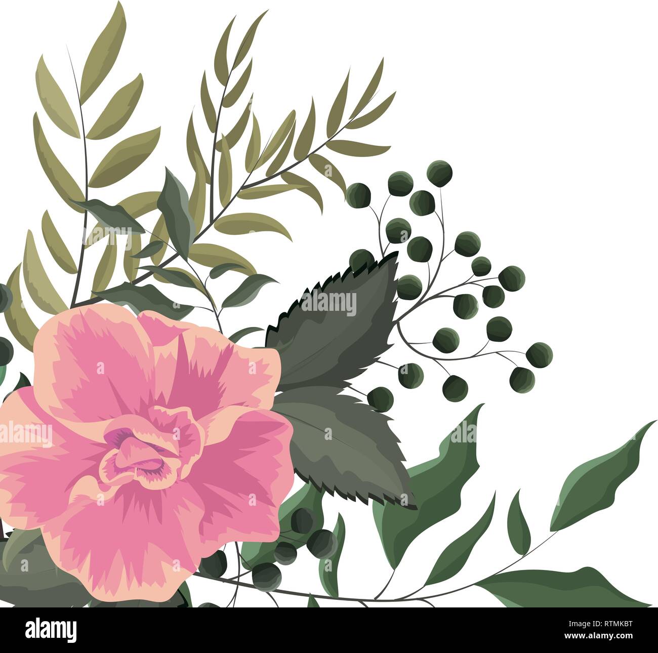 Spring flowers with leaves Stock Vector Image & Art - Alamy