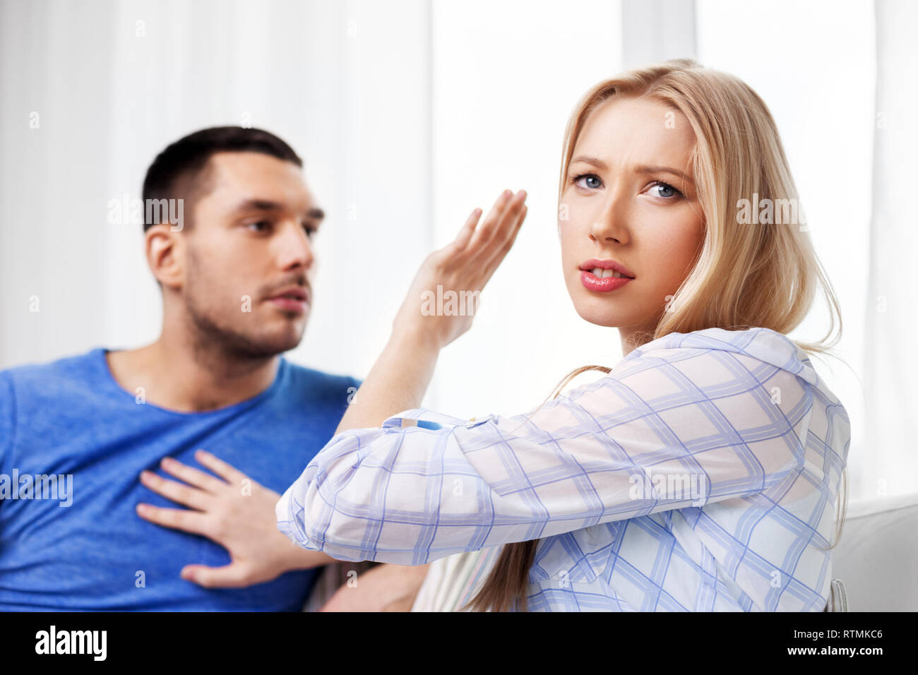 unhappy couple having argument at home Stock Photo - Alamy