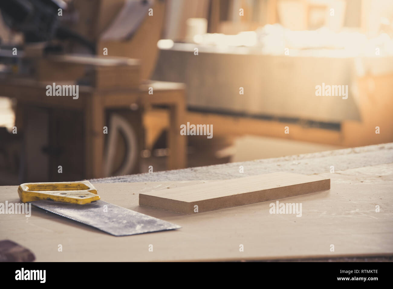 Metal Saw For Wood On Carpenter Workbench Carpentry Workshop