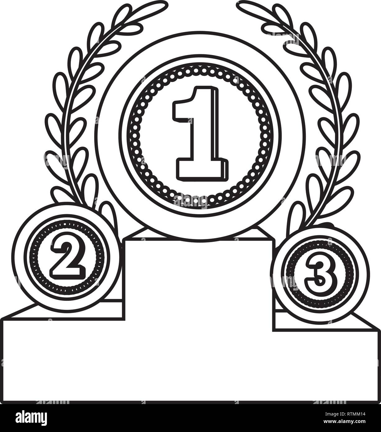 Silver medal on podium Stock Vector Images Alamy