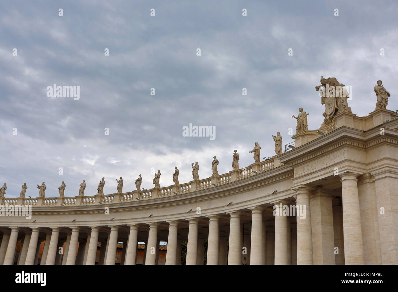 Statues of Saints on the Colonnades of St. Peter's Square in Vatican City Stock Photo