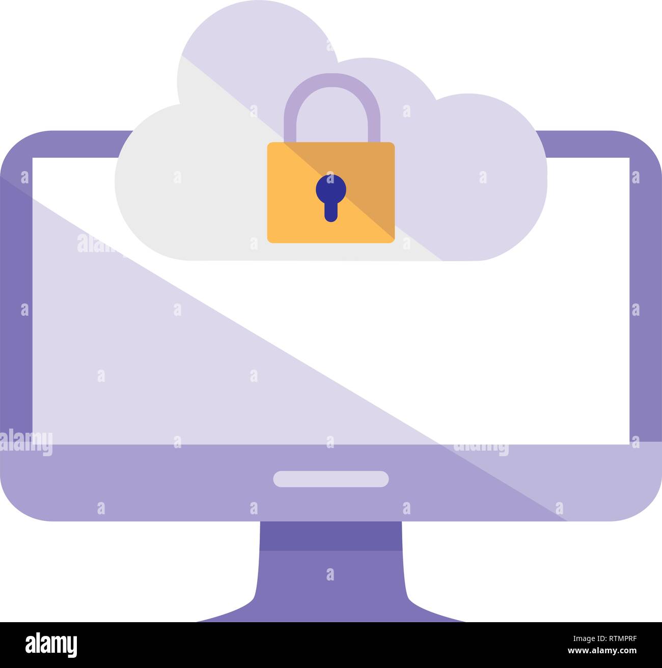 desktop with cloud computing and padlock vector illustration design ...