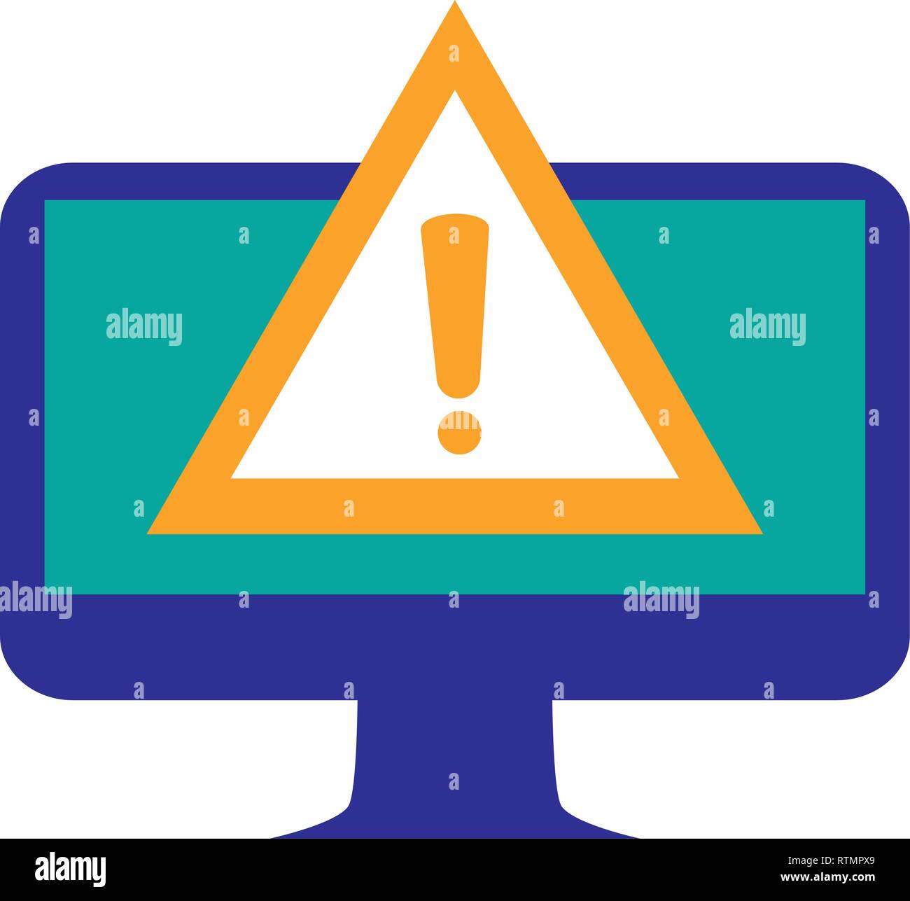 computer desktop with alert symbol vector illustration design Stock ...