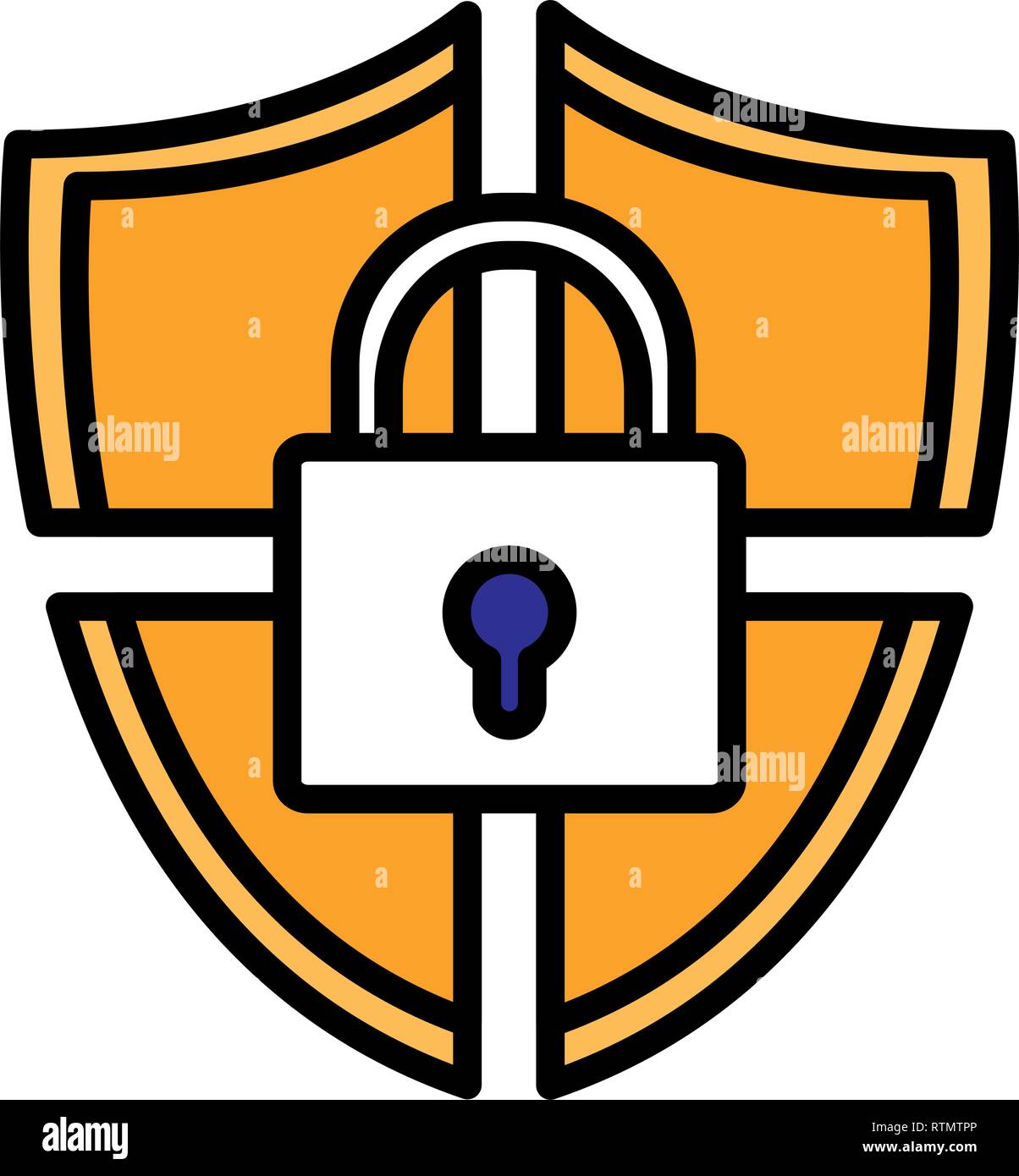 shield security with padlock vector illustration design Stock Vector ...