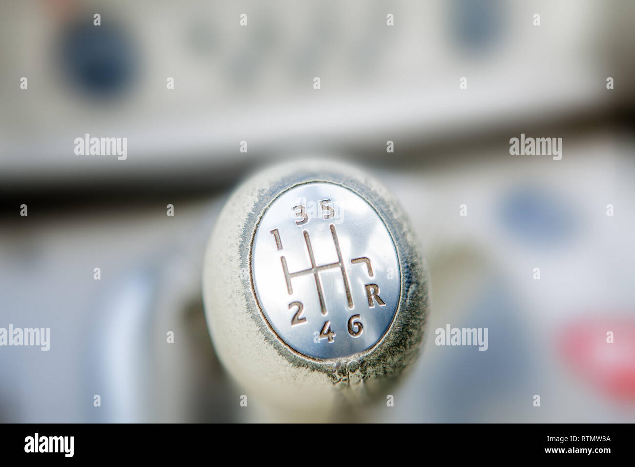 Closeup of Ball shift knob automatic transmission. Closeup car gearbox