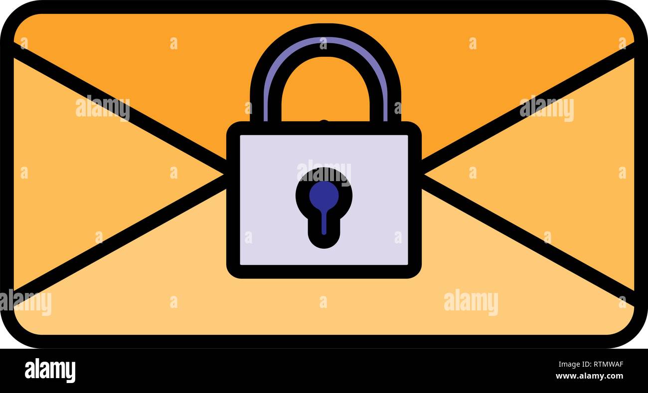 envelope mail with padlock vector illustration design Stock Vector