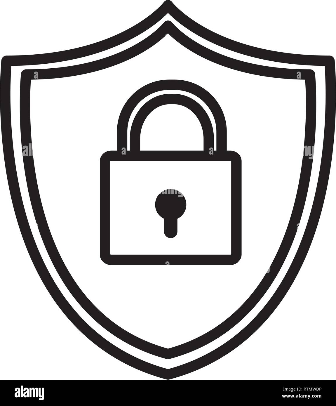 shield security with padlock vector illustration design Stock Vector ...