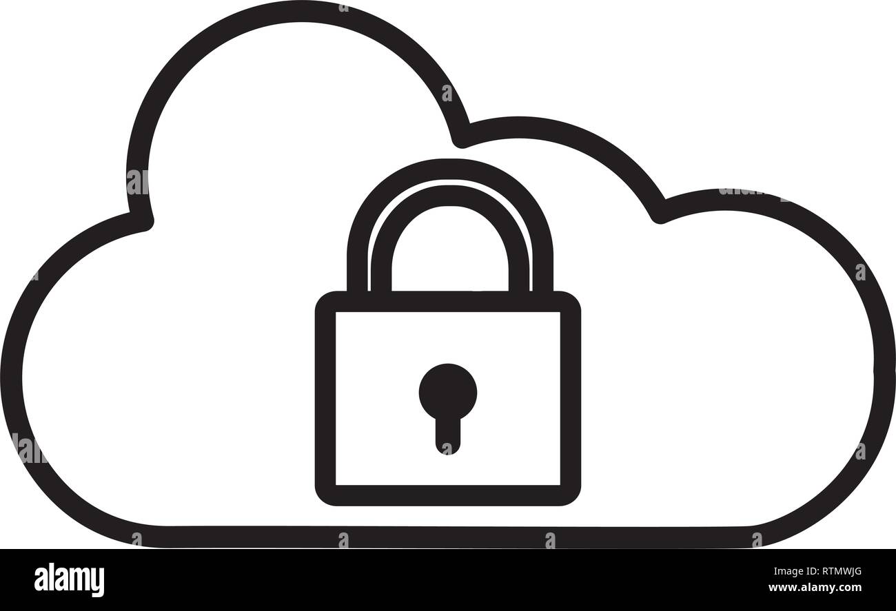 safe secure padlock with cloud computing vector illustration design ...
