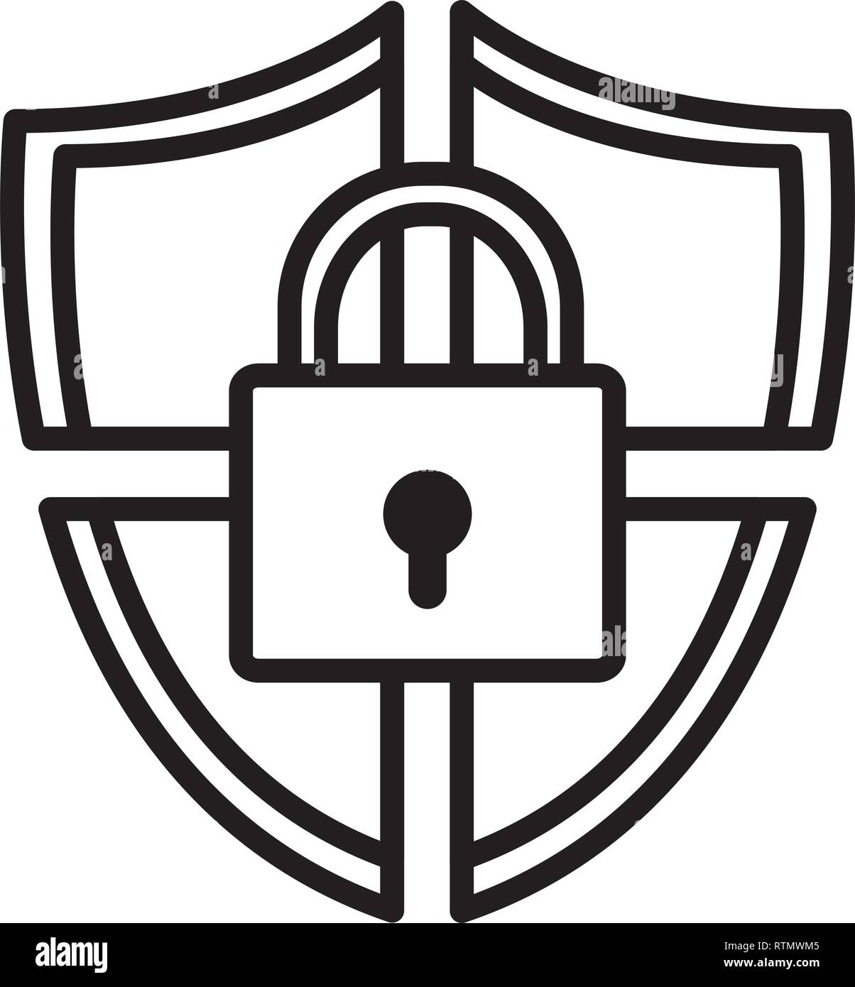 shield security with padlock vector illustration design Stock Vector ...