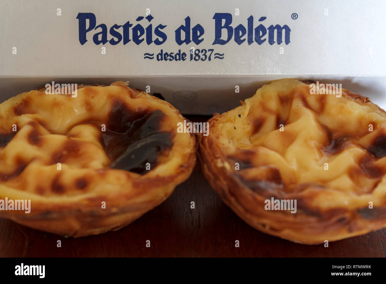 LISBON, PORTUGAL February, CIRCA 2019 Traditional Portuguese pastry from the most famous