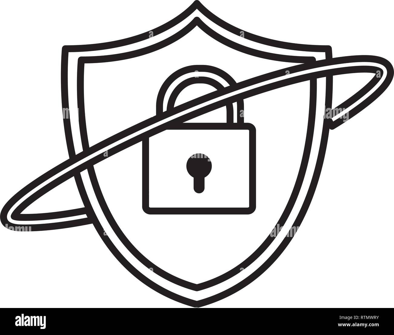 shield security with padlock vector illustration design Stock Vector ...