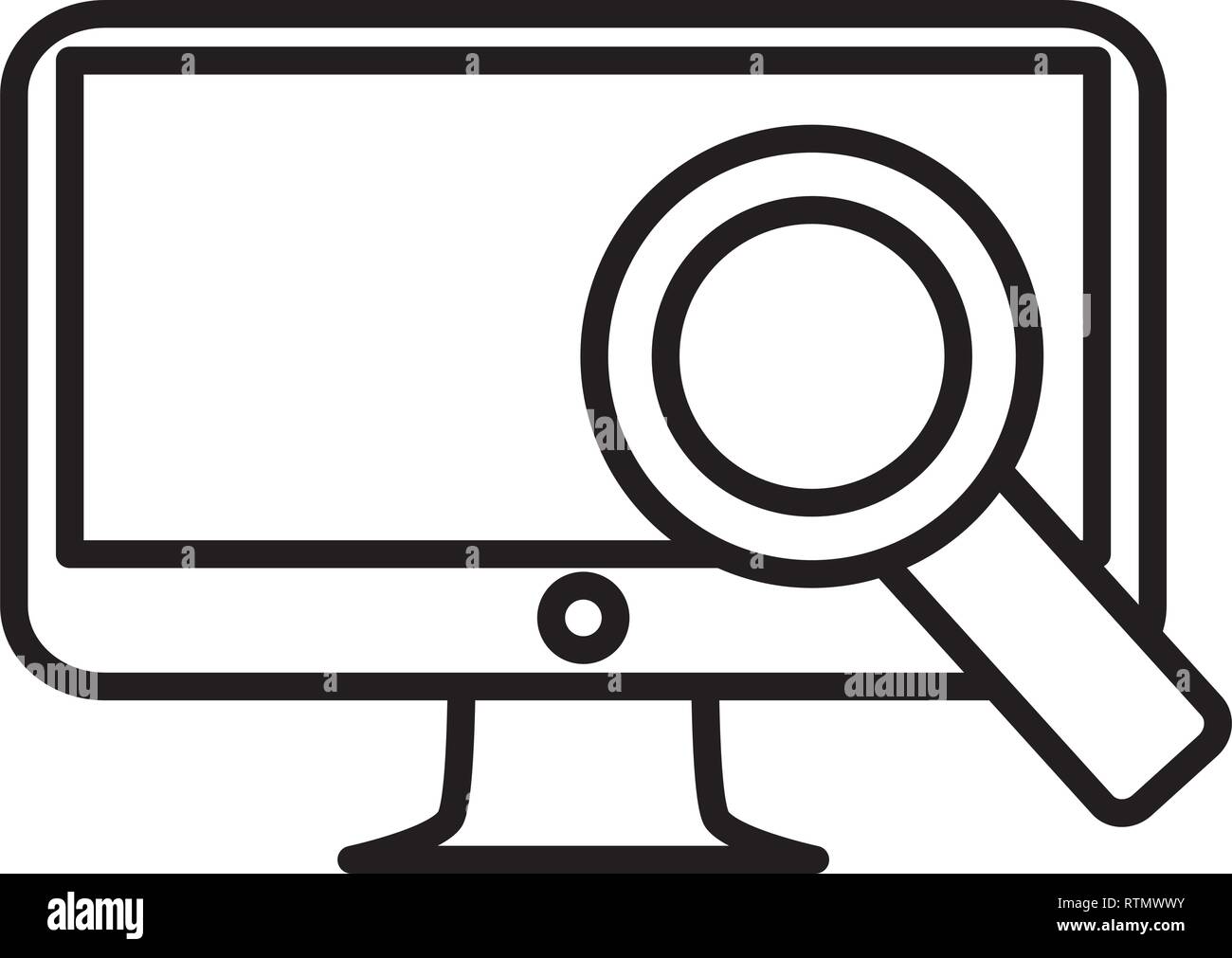 computer desktop with magnifying glass vector illustration design Stock ...