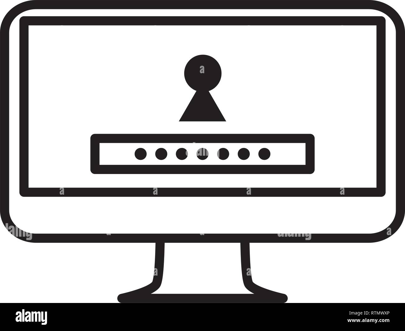 computer desktop with keyhole and password vector illustration design ...