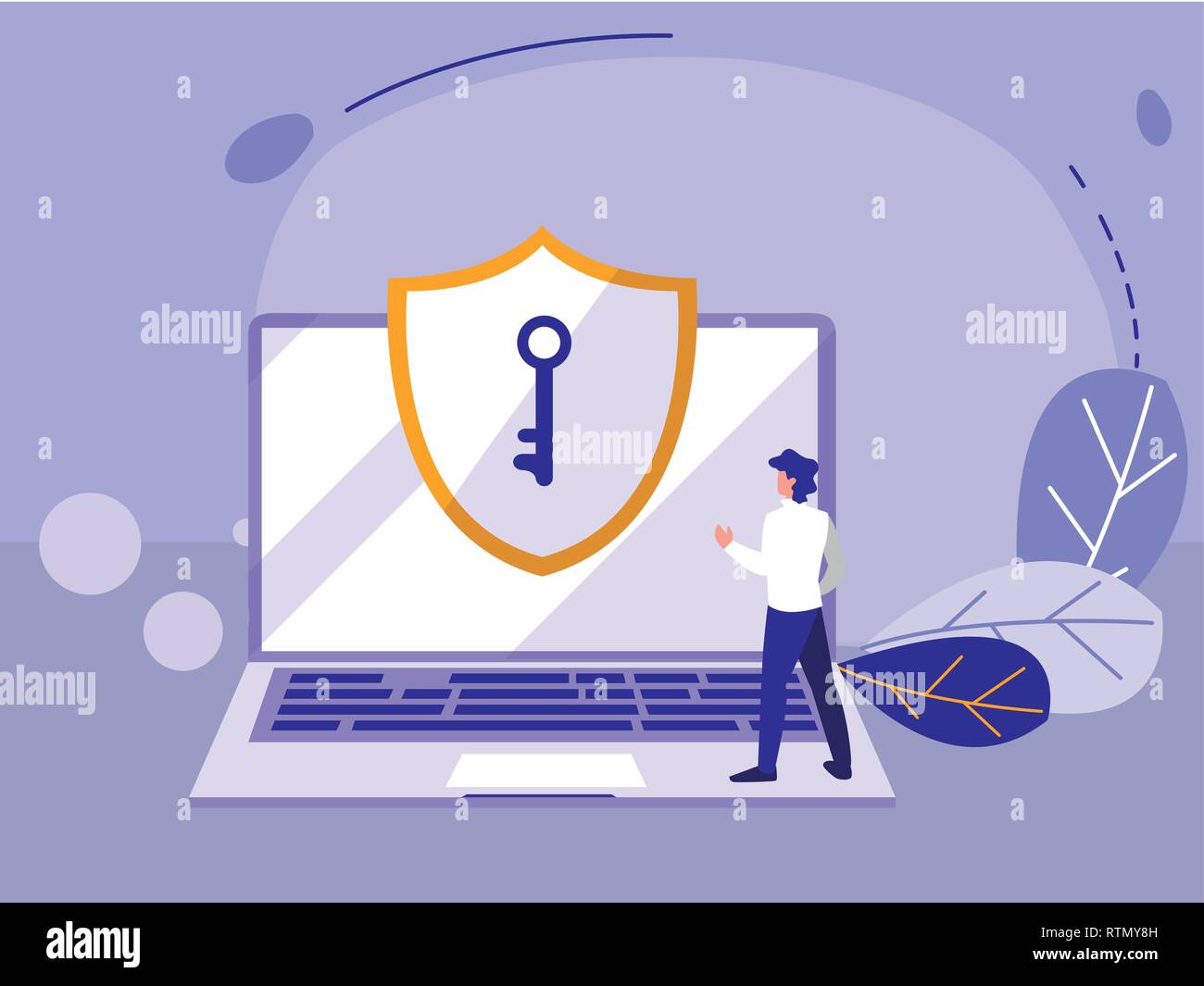 man using laptop computer vector illustration design Stock Vector Image ...