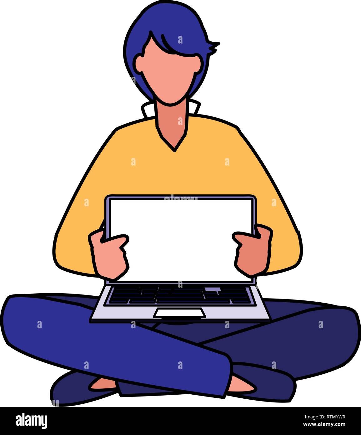 man using laptop computer vector illustration design Stock Vector Image ...