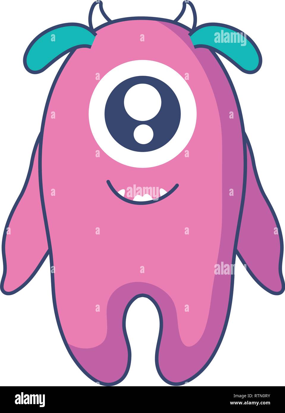 Monster With One Eye Comic Character Vector Illustration Design Stock