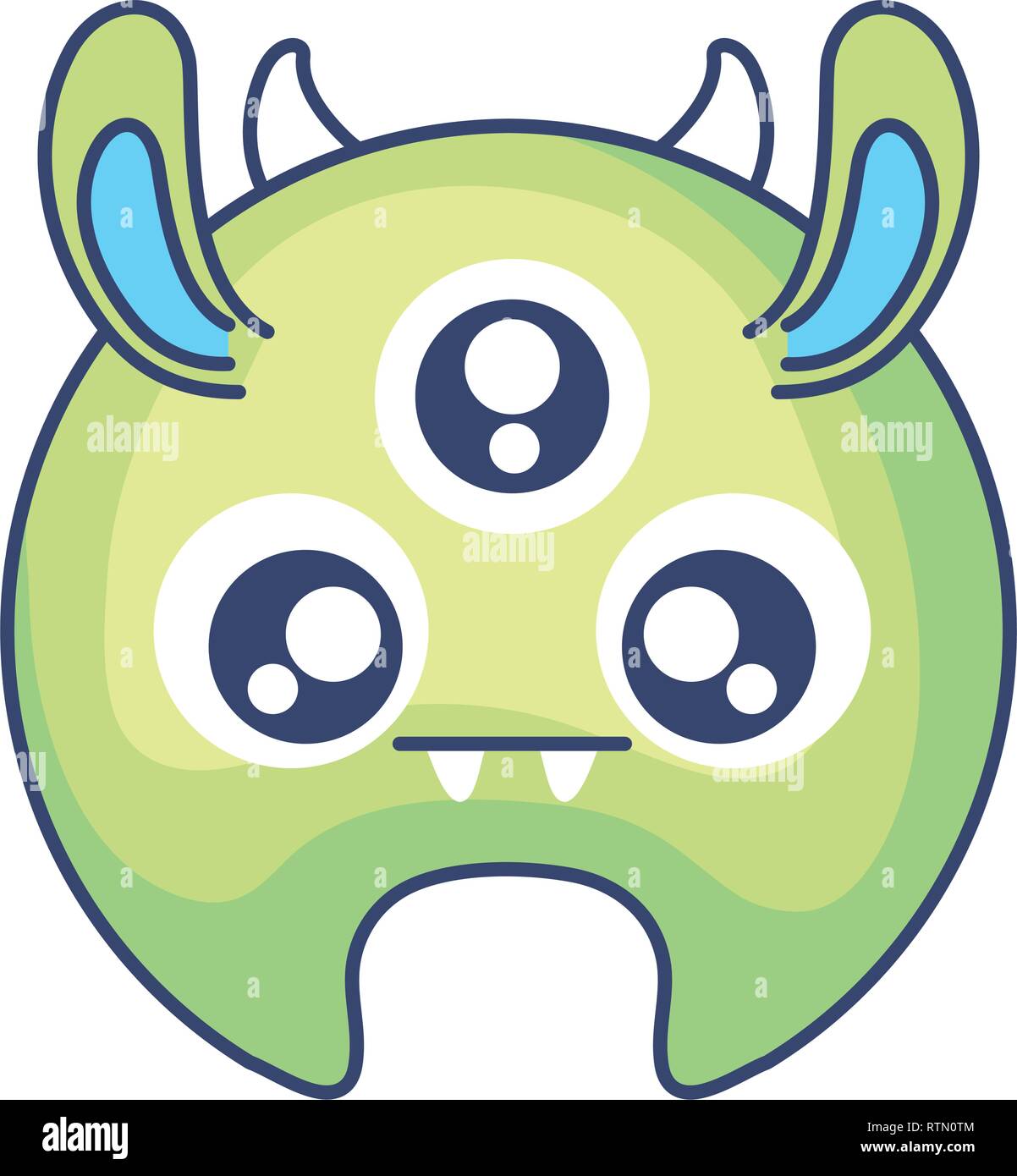 crazy monster with three eyes comic character vector illustration design Stock Vector