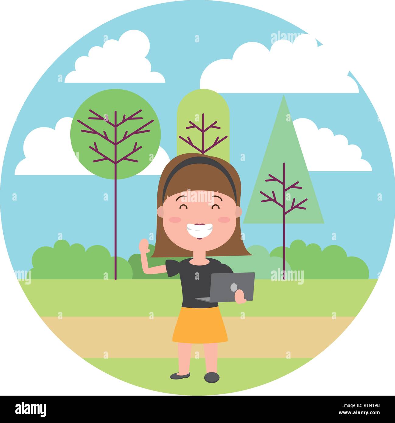 people with tech on outdoors Stock Vector