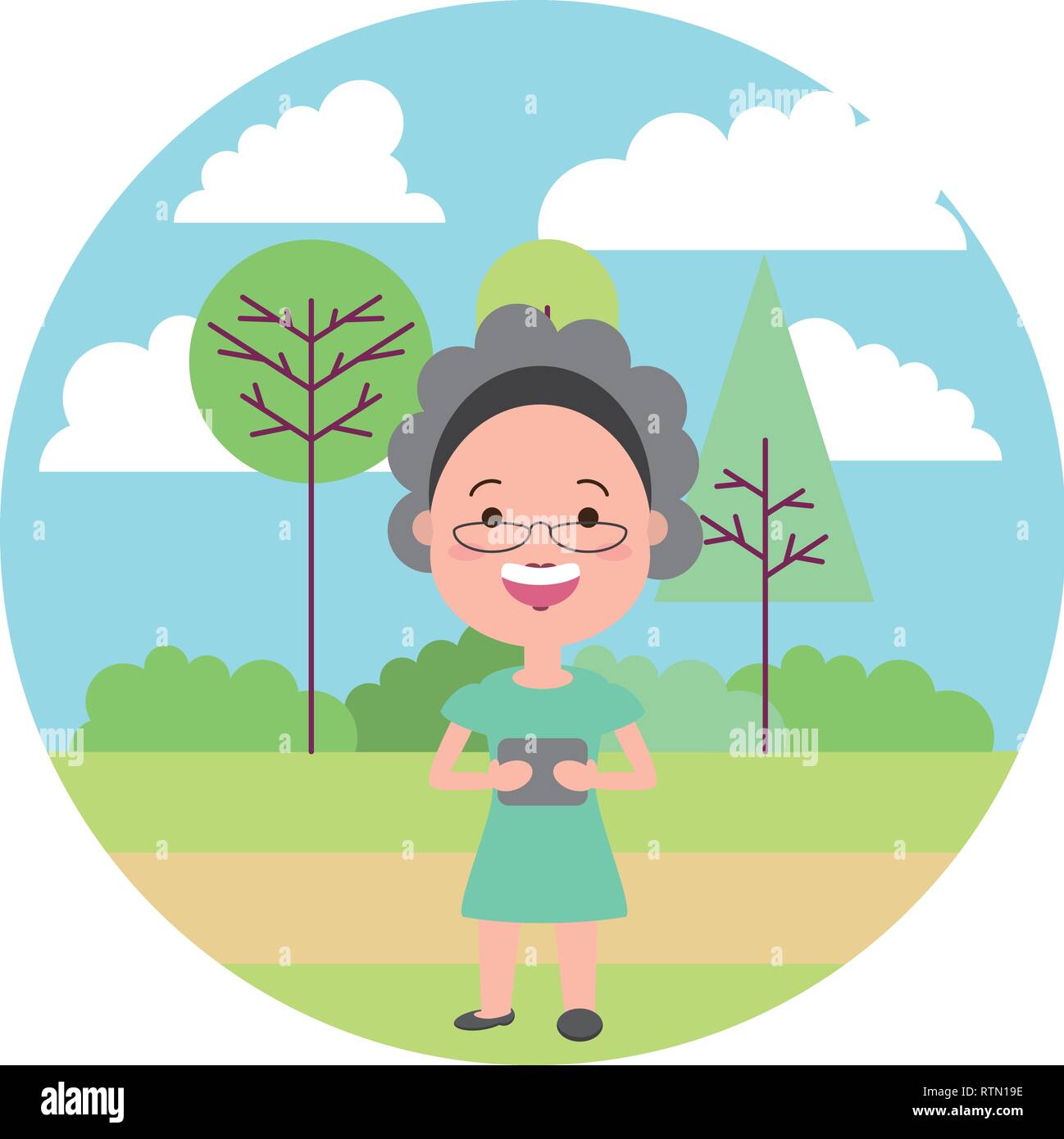 people with tech on outdoors Stock Vector