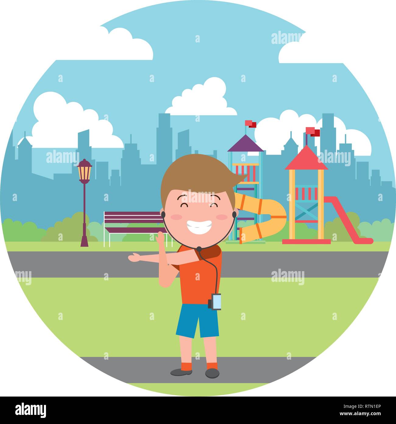 people with tech on outdoors Stock Vector