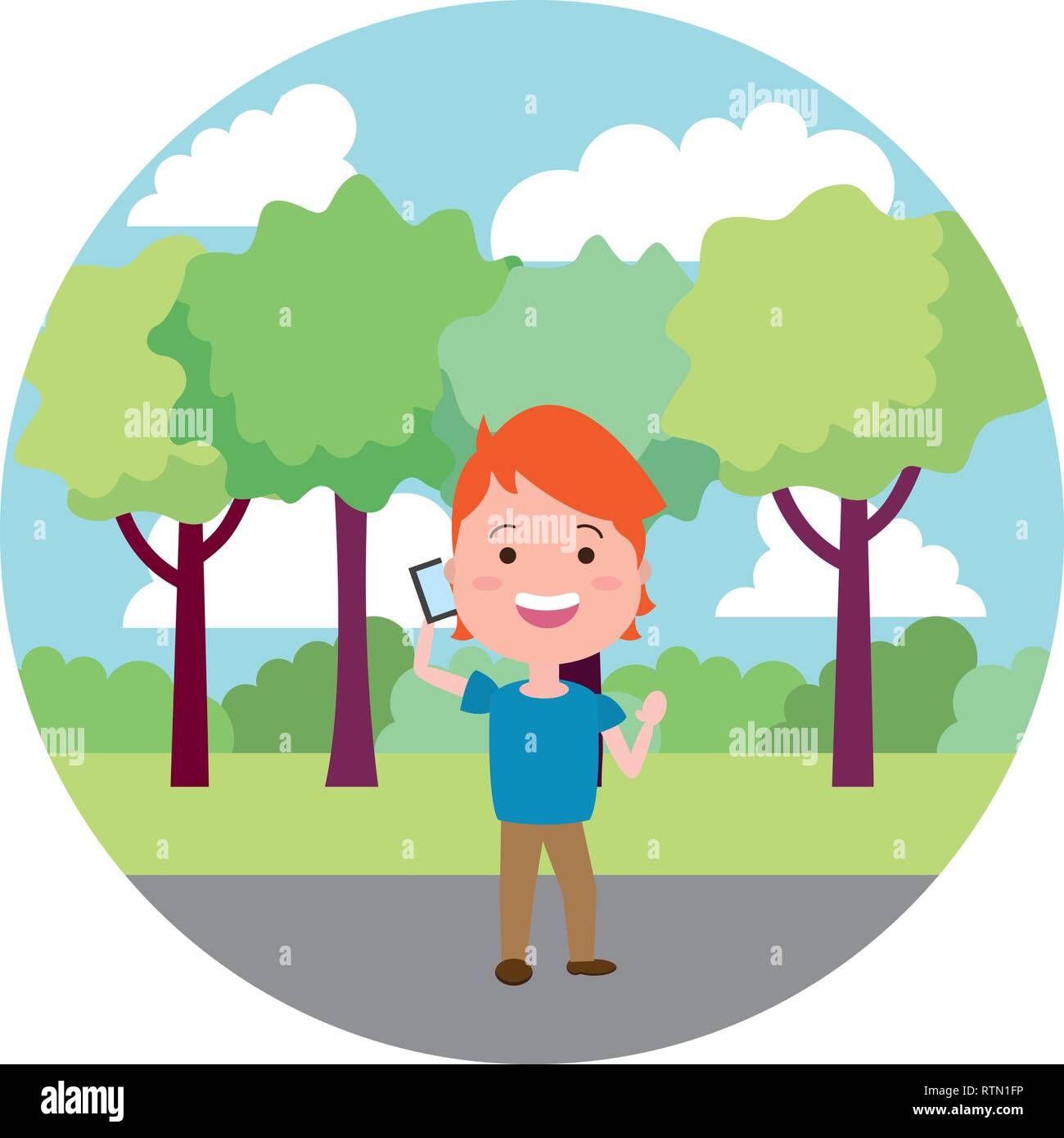 people with tech on outdoors Stock Vector