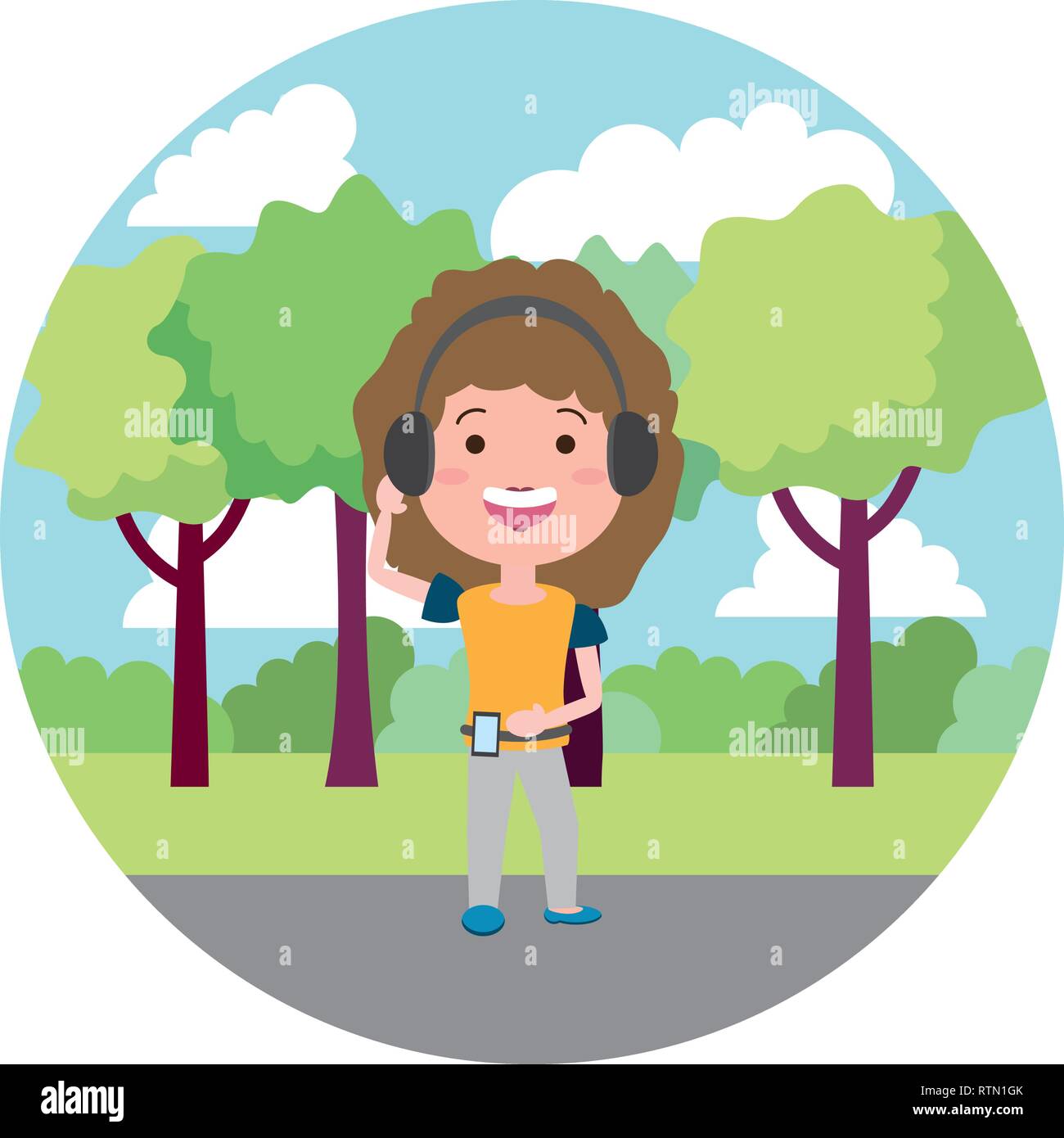 people with tech on outdoors Stock Vector