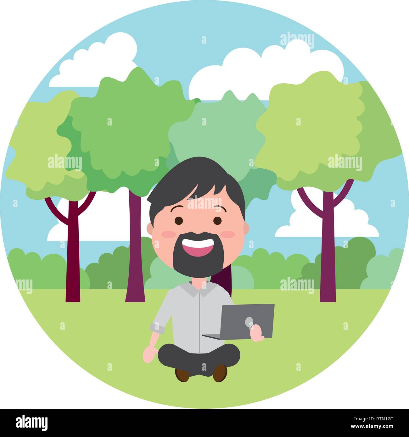 people with tech on outdoors Stock Vector