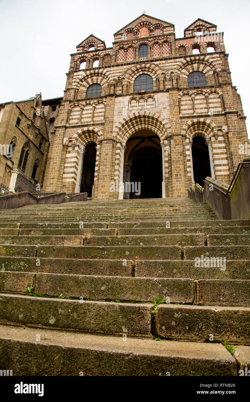 The steps leading to Le Puy Cathedral in France Stock Photo