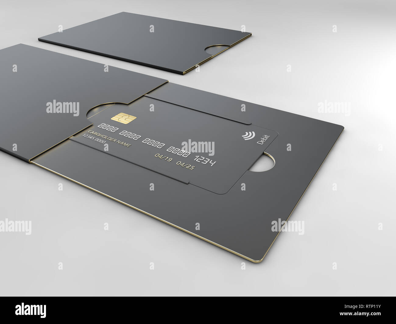 Download Black Blank Credit Cards Mockup On Gray Background 3d Illustration Stock Photo Alamy