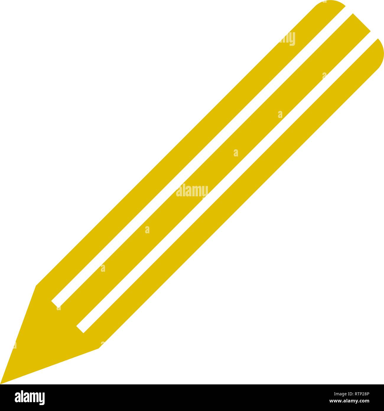 Pencil symbol icon - golden simple, isolated - vector illustration