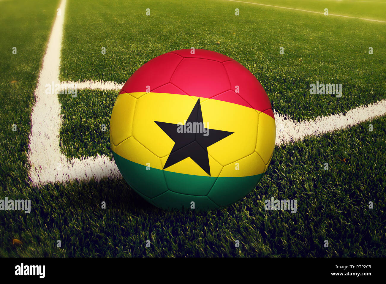 Ghana ball on corner kick position, soccer field background. National