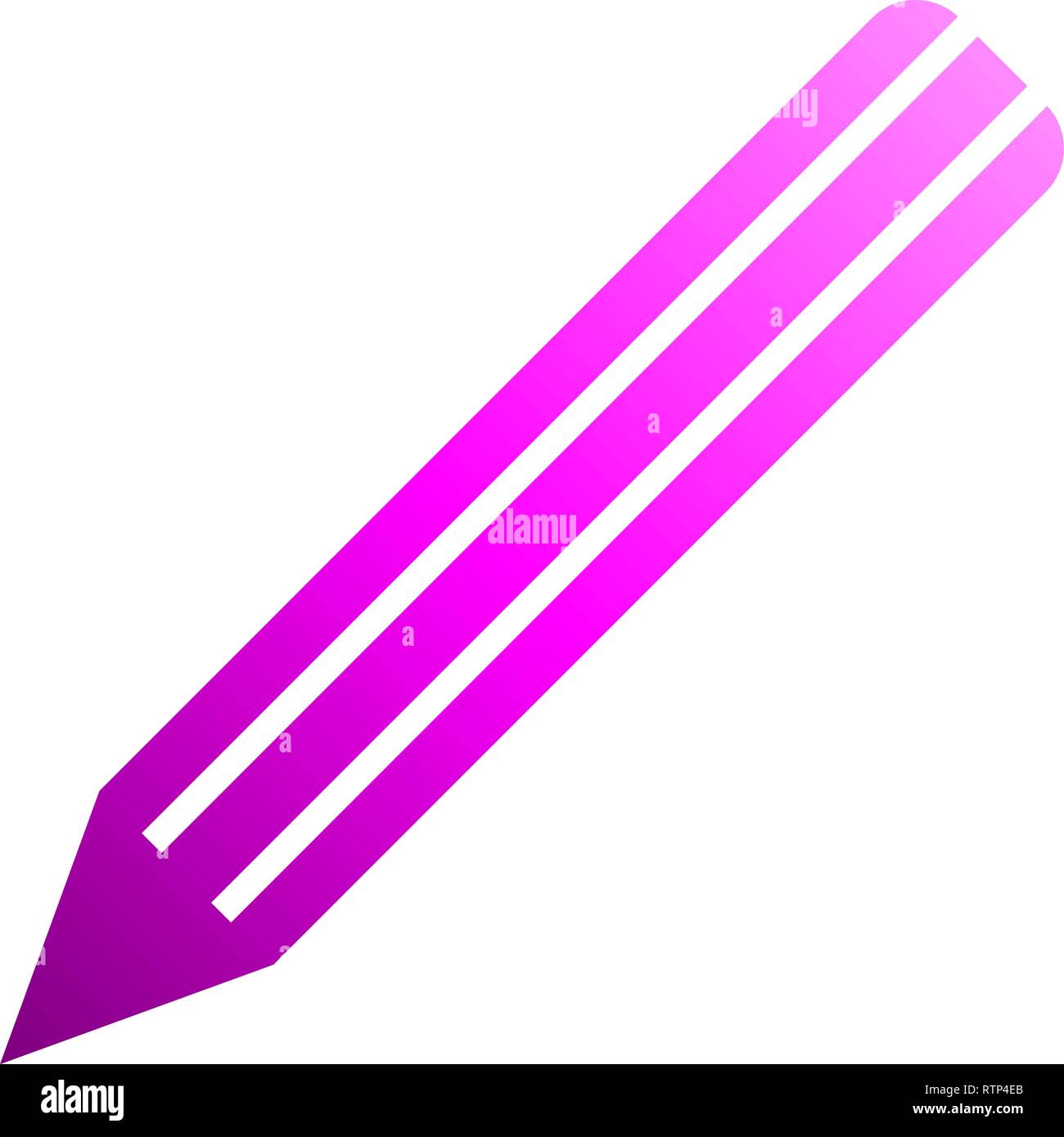 Pencil symbol icon - purple gradient, isolated - vector illustration ...