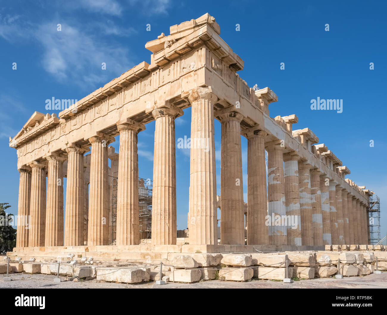Columns of Parthenon temple in Acropolis, Athens. Stock Photo