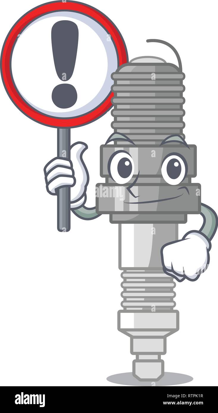 With sign spark plug in the character shape Stock Vector