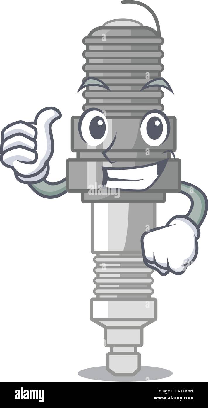 Thumbs up spark plug in a cartoon box Stock Vector
